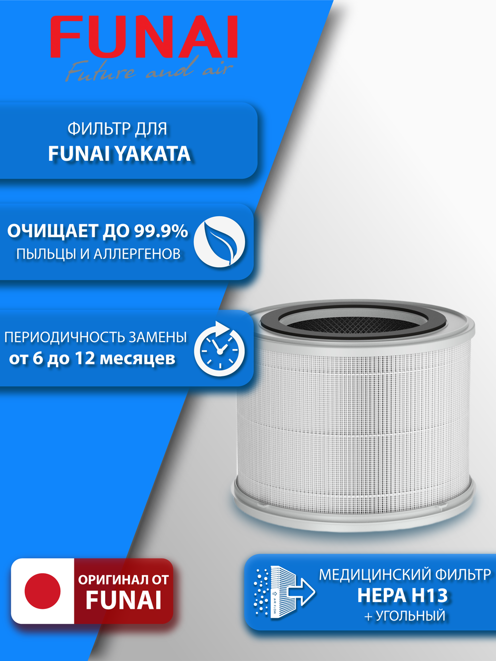 Фильтр HEPA H13 + угольный для Funai Yakata HAP-Y230S01E/HAP-Y300S01W
