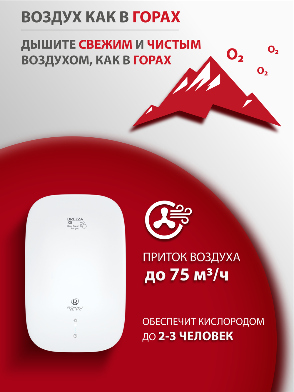 Приточный очиститель воздуха Royal Clima Brezza XS RCB 75