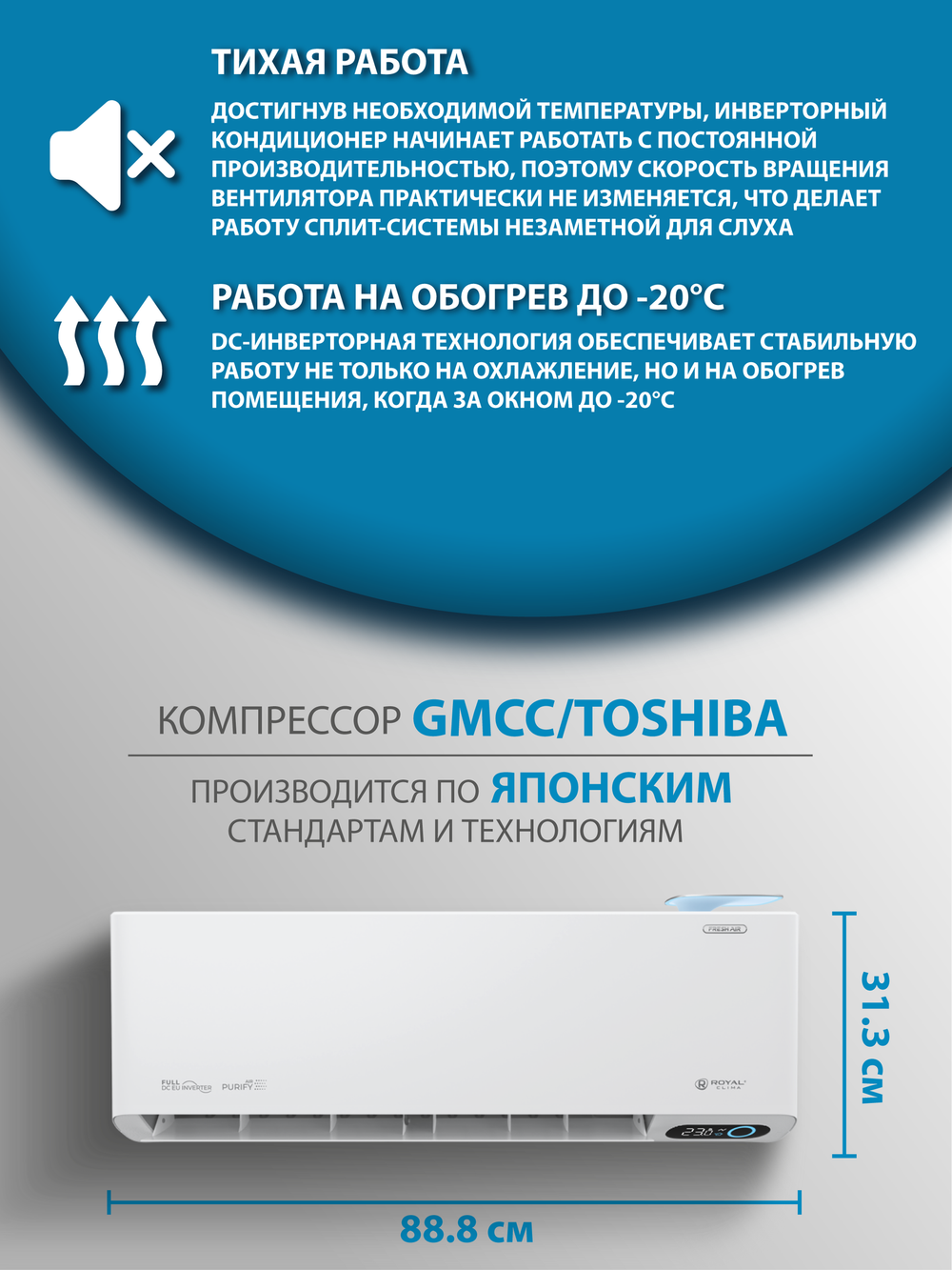 Инверторная сплит-система бризер Royal Clima ROYAL FRESH STANDARD Full DC EU Inverter RCI-RFS28HN