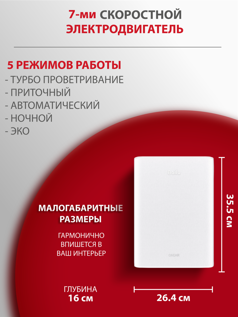 Приточный очиститель воздуха Ballu Oneair ASP-100W