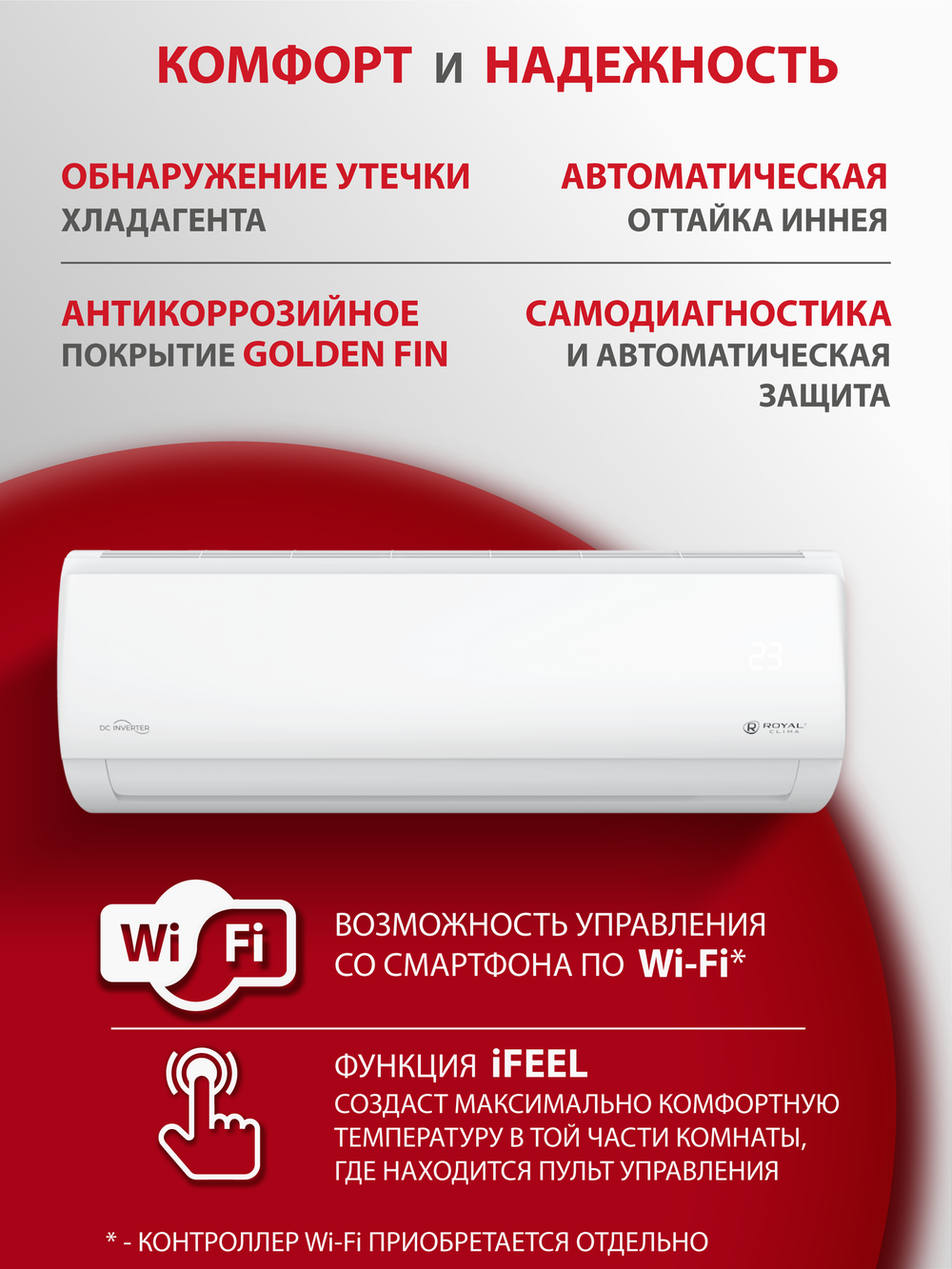 Инверторная сплит-система Royal Clima TRIUMPH LITE Inverter RCI-TWL22HN